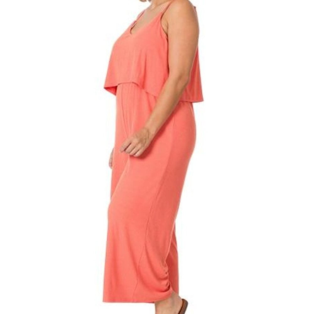 Plus Size Ribbed Double Layer Jumpsuit